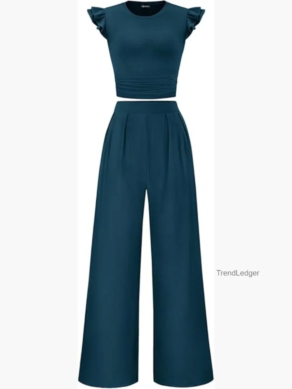 Cap Sleeve Crop Top & Wide Leg Pants Matching Set Summer Outfits